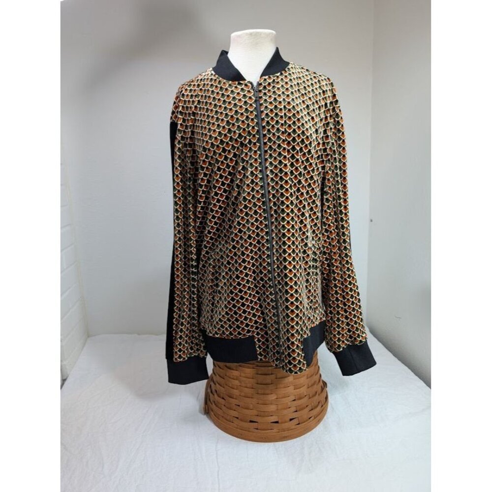 I.N.C international concepts men's sz XL velour geometric zip up jacket B12 - Picture 3 of 11